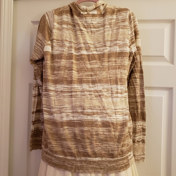 NWT White & Tan Marble Textured Open Cardigan - Picture 2 of 5